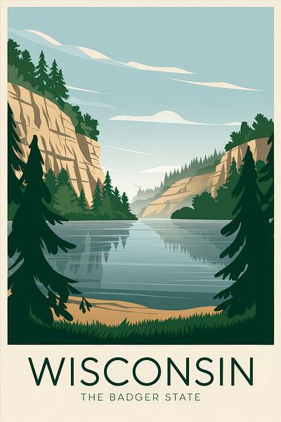 Wisconsin Vintage Reisposter van Poster Art Shop