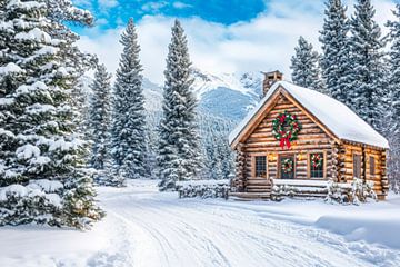 Winterhut in de sneeuw van Poster Art Shop
