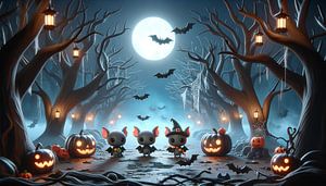 Halloween-Spaß im Mondlicht: Fledermäuse unterwegs