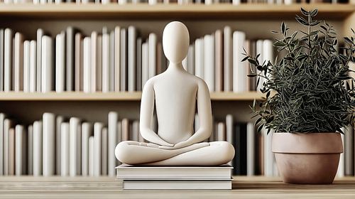 Mediterende figuur voor boeken