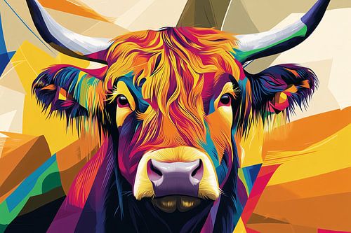 Kleurrijke abstracte Schotse hooglander