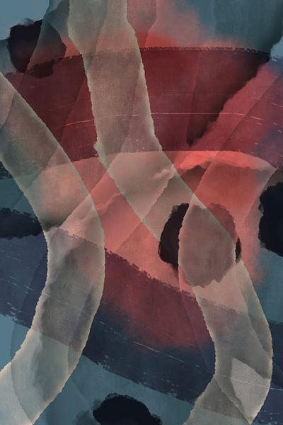 Brown, blue, grey. Modern abstract painting. by Dina Dankers