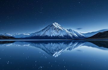 Bergmeer middernacht reflectie van fernlichtsicht
