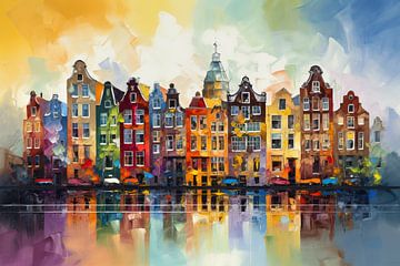 Amsterdam grachtenpanden van ARTEO Schilderijen