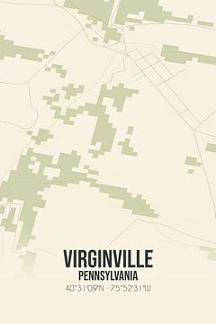 Vintage landkaart van Virginville (Pennsylvania), USA. van MijnStadsPoster