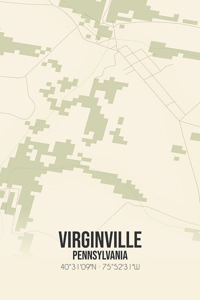 Vintage map of Virginville (Pennsylvania), USA. by Prints of Place