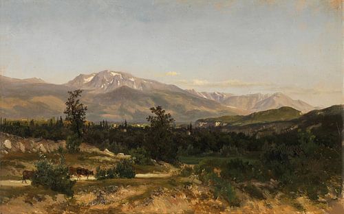 Carlos de Haes-Weglandschap terug naar het dorp, landelijk idyll, Antique landschap