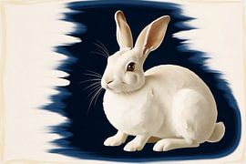 Lapin blanc et bleu foncé sur Imperial Art House