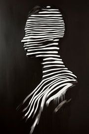 Zwart-wit portret met streeppatroon van Poster Art Shop