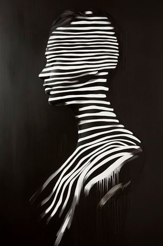 Zwart-wit portret met streeppatroon