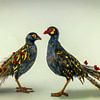 Un couple d'oiseaux colorés qui met en valeur l'art de la nature sur Luc V. de Zeeuw