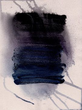 Blauw en violet. Abstracte aquarel penseelstreken. van Dina Dankers