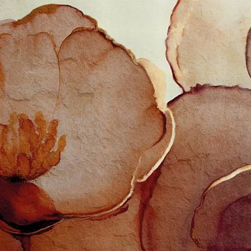 Botanical Brilliance VII Botanische Schoonheid Abstract aquarel in aardetinten roestbruin, terracotta en sprankelend goud van MadameRuiz