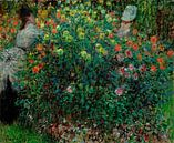 Zwei Frauen unter den Blumen, Claude Monet von Meesterlijcke Meesters Miniaturansicht