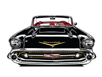 Retro Vintage Classic Car Front Pop Art Portrait by Ramy Salah Hefny