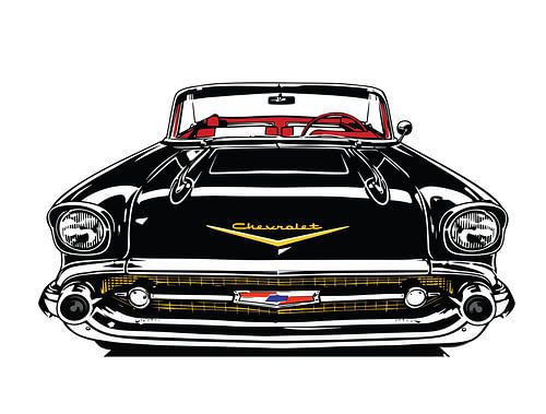 Retro vintage klassieke auto front pop art portret