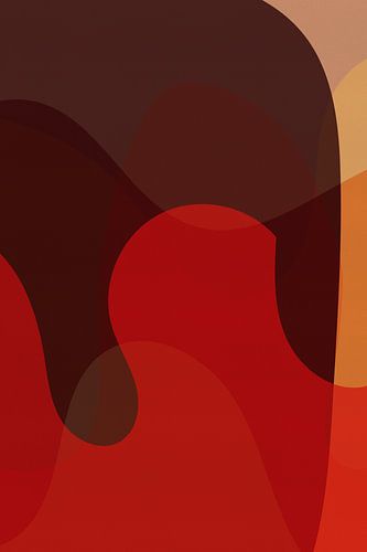 Vintage Abstractie in warm rood, bruin, geel
