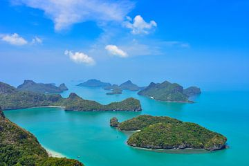 Het uitzicht op de vele eilanden in Ang Thong Marine Park van David Esser