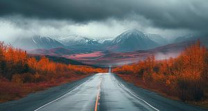 Herbstliche Straßen der Rockies