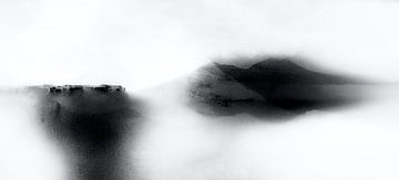 Japon Montagnes Peinture de paysage Noir Blanc sur Mad Dog Art