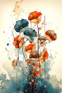 Verträumte Aquarellmohnblumen