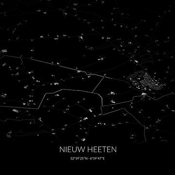 Carte en noir et blanc de Nieuw Heeten, Overijssel. sur Rezona