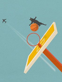 Schattige kat vangt basketbal