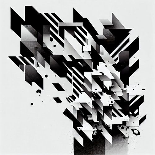 Scène abstraite en noir et blanc