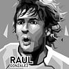 Fußballlegende Raul Gonzalez Schwarz-Weiß-Stil erstaunlich von miru arts