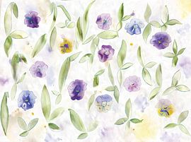 Floral watercolour featuring pansies – light, delicate and natural