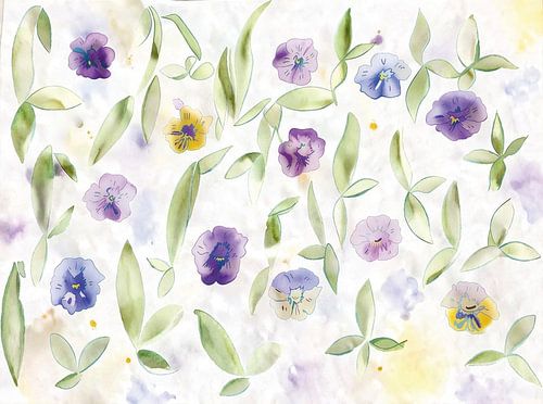 Floral watercolour featuring pansies – light, delicate and natural