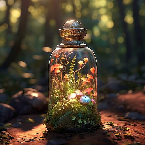 de natuur gevangen in een glazen potje/stolp