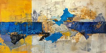 Abstrakt, Malerei, gelb, blau