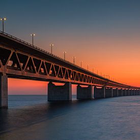 Panorama of a sunset at the Oresund Bridge, Malmö, Sweden