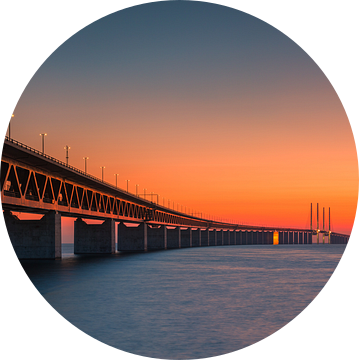 Panorama van een zonsondergang bij de Sontbrug, Malmö, Zweden