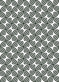 Naadloos geometrisch patroon van concentrische kwartcirkels in zwart en wit van Wisnu Xiao