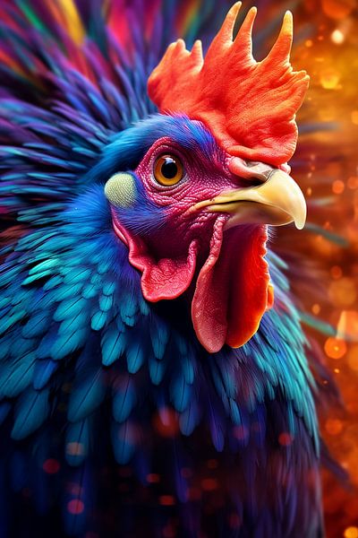 Colorful Rooster Portrait on Black Background Stock Illustration -  Illustration of colors, farming: 266626426