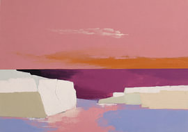 Paysage côtier abstrait en rose et magenta - Design moderne sur Niklas Maximilian