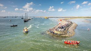 Harbour Terschelling with red rowing boat by Wad of Wonders
