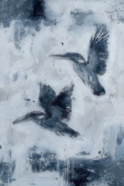 Eisvögel im Flug | Blau von Kanzo