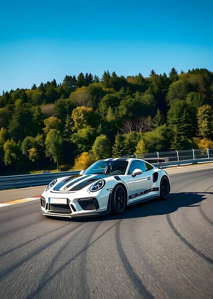 Porsche 911 GT3 RS Wit met zwarte strepen = van MIROKKU