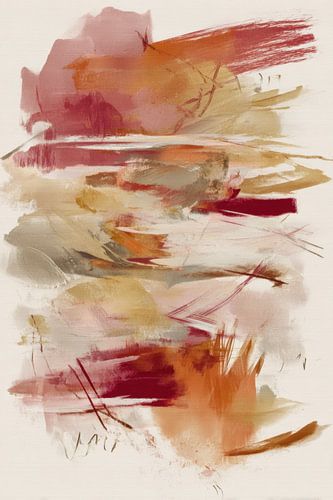 Horizontaal Abstract Schilderij in Warme Aardetinten - Dynamische Kunst voor Grote Ruimtes