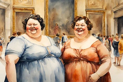 2 gezellige dames in het louvre