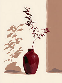 Burgunderrote Vase im Sonnenlicht von Mosaic Dialogue