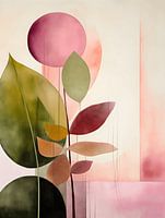 Botanisch Abstrakt Grün Rosa