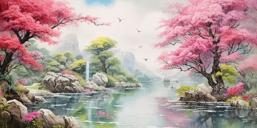 Heel mooi landschap met water en bergen