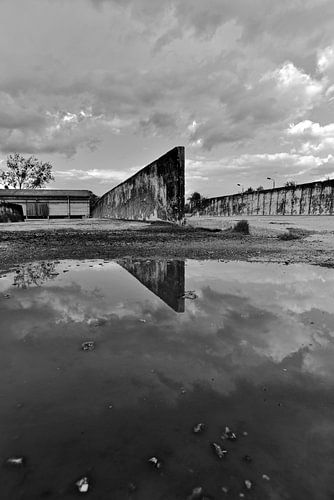 East German, abandoned dairy farm - black and white
