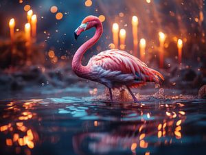 Flamingo im verträumten Wasser