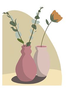 Innere Ruhe, pastellfarbene Blumen in den Flexa-Farben WIld Wonder, aus der Serie Buzz. Satz von 2.