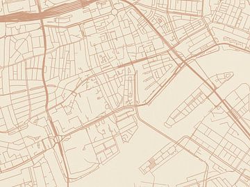 Kaart van Rotterdam Centrum in Terracotta van Map Art Studio